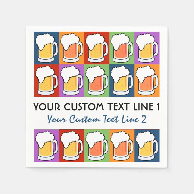 BEER Bar Pop Art serviettes en papier personnalisé (Devant)
