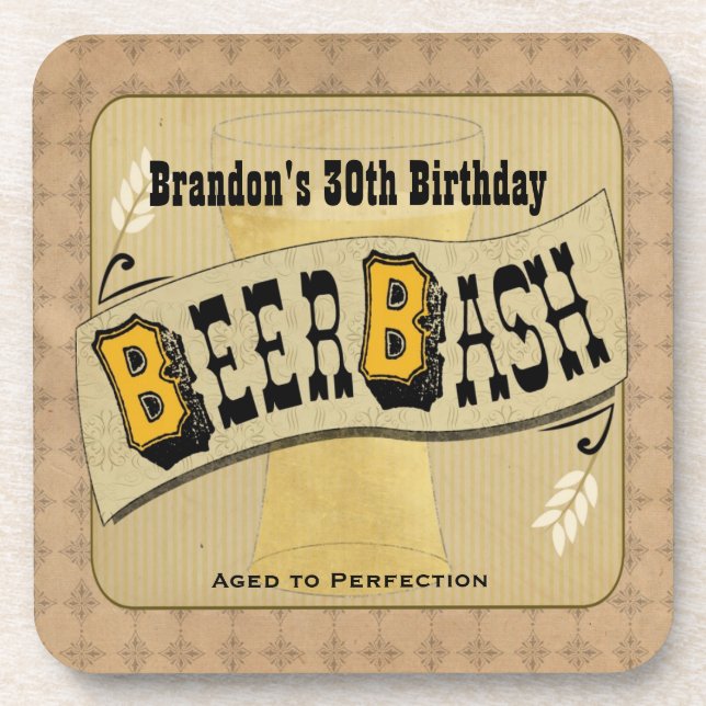 Beer Bash Birthday Coasters (Front)