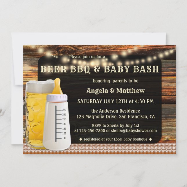 Beer BBQ and Baby Shower Invitation (Front)