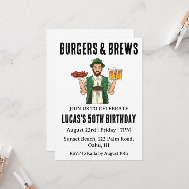beer bbq birthday invitation (Front/Back In Situ)