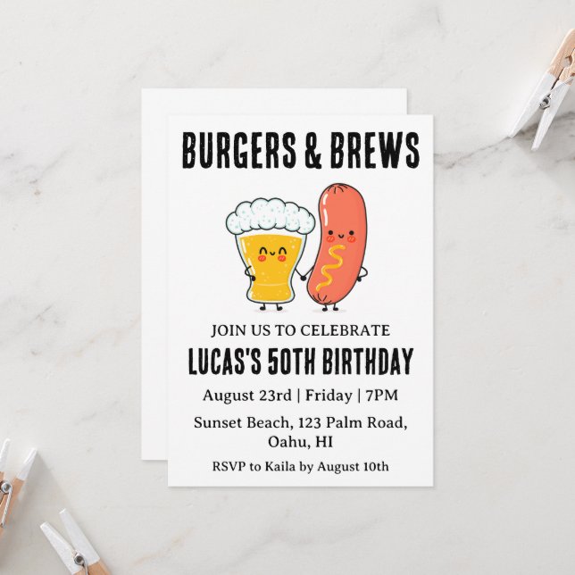 beer bbq birthday invitation (Front/Back In Situ)