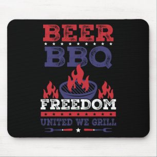 Beer Bbq Freedom United We Grill Apparel Mouse Pad