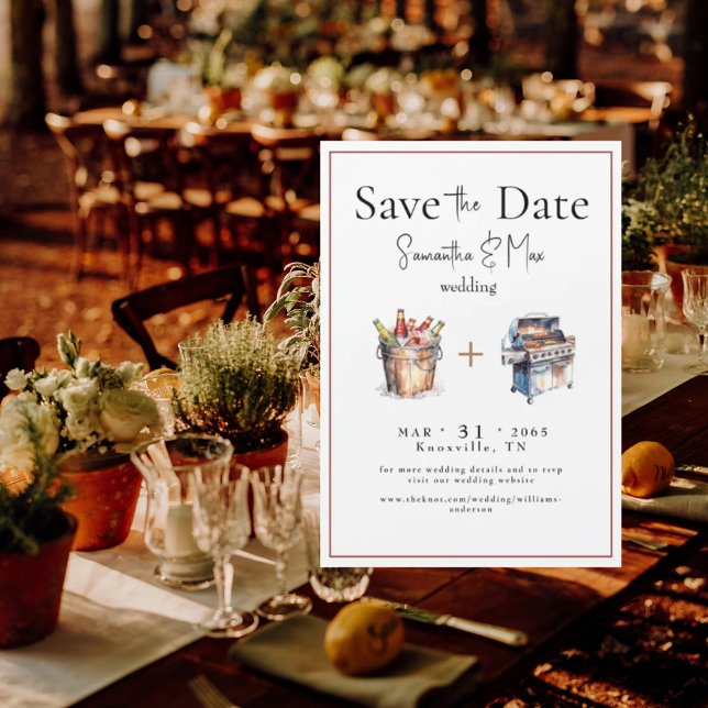 Beer & BBQ Wedding Save the Date  Magnetic Invitation (Creator Uploaded)