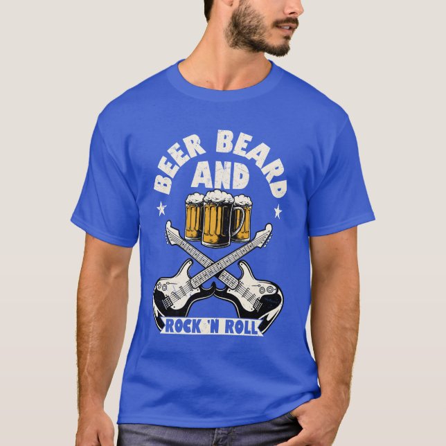 Beer Beard Rock n Roll Music Guitar Rock Band girl T-Shirt (Front)