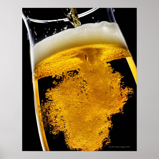 Beer been poured into glass, studio shot poster (Front)