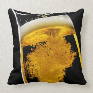 Beer been poured into glass throw pillow