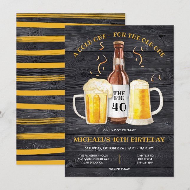 Beer Birthday Party getting older funny Invitation (Front/Back)