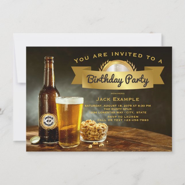 Beer Birthday Party Invitations (Front)