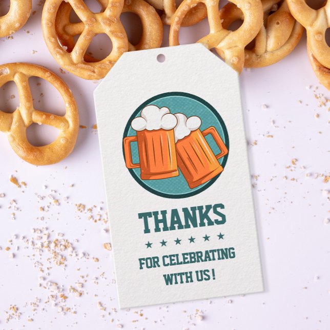 Beer Birthday Thank You Gift Tags (Beer themed party guest thank you favor tags.)