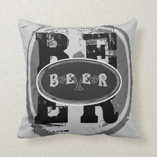 Beer-Black and White Oval 2 Throw Pillow