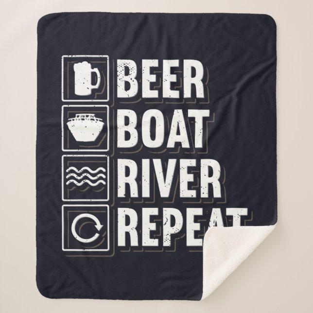 Beer Boat River and Drinking Dad Birthday Sherpa Blanket (Front)
