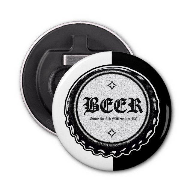 BEER - Bottle Cap Black and White Bottle Opener (Front)