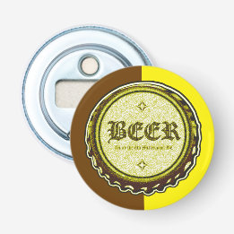 BEER - Bottle Cap Brown and Yellow Bottle Opener