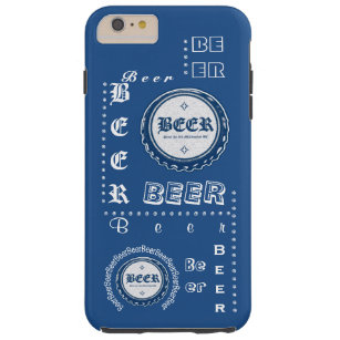 Beer Bottle Cap Collage Blue & White Tough iPhone 6 Plus Case