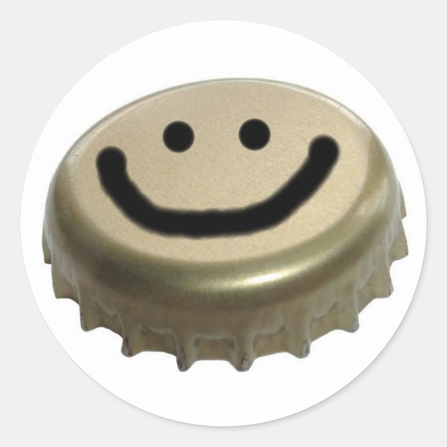 Beer Bottle Cap Face Classic Round Sticker (Front)