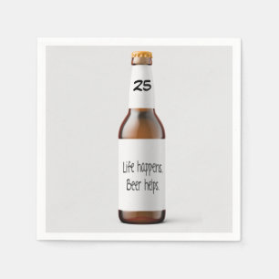 beer bottle for 25th birthday party napkin
