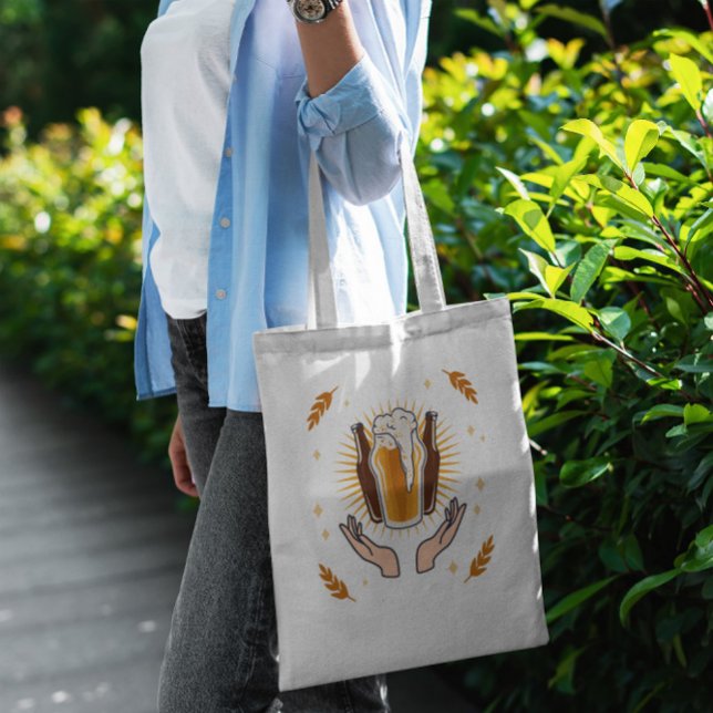 Beer Bottle Label Tote Bag (Creator Uploaded)