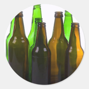 beer bottles classic round sticker
