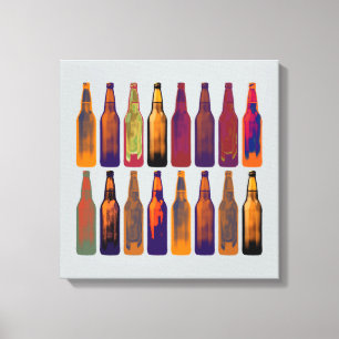 beer bottles in colours canvas print