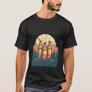 Beer Bottles Mountain Craft Ipa Beer Outdoor Drink T-Shirt