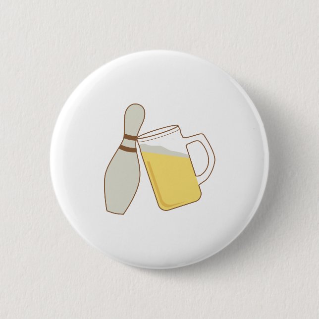 Beer & Bowling 2 Inch Round Button (Front)