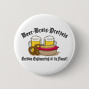 Beer Brats Pretzels German 2 Inch Round Button