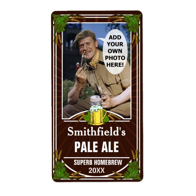 Beer Brewer Custom Photo Brown Homebrewing Bottle (Front)