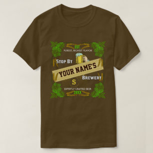 Beer Brewery Personalized Name Hops Barley Cool T-Shirt