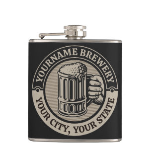 Beer Brewing Personalized NAME Brewery Big Mug Hip Flask