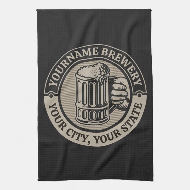 Beer Brewing Personalized NAME Brewery Big Mug  Kitchen Towel (Vertical)