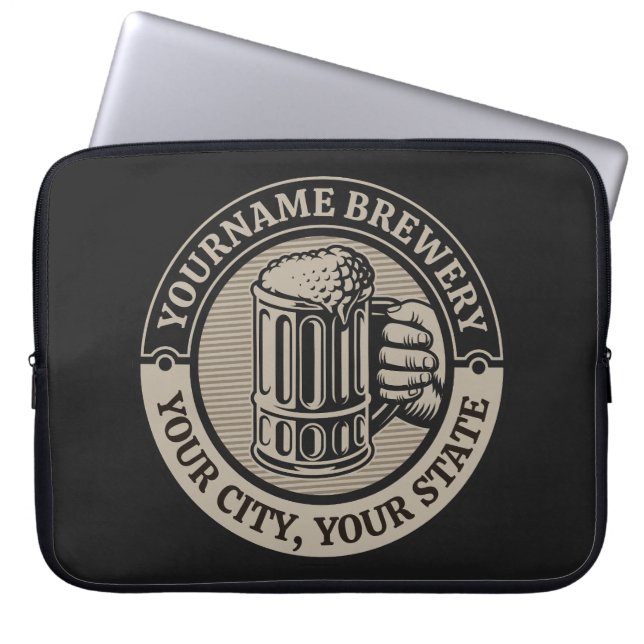 Beer Brewing Personalized NAME Brewery Big Mug  Laptop Sleeve (Front)