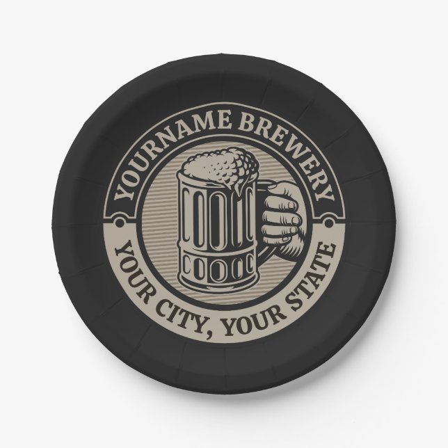 Beer Brewing Personalized NAME Brewery Big Mug  Paper Plate (Front)
