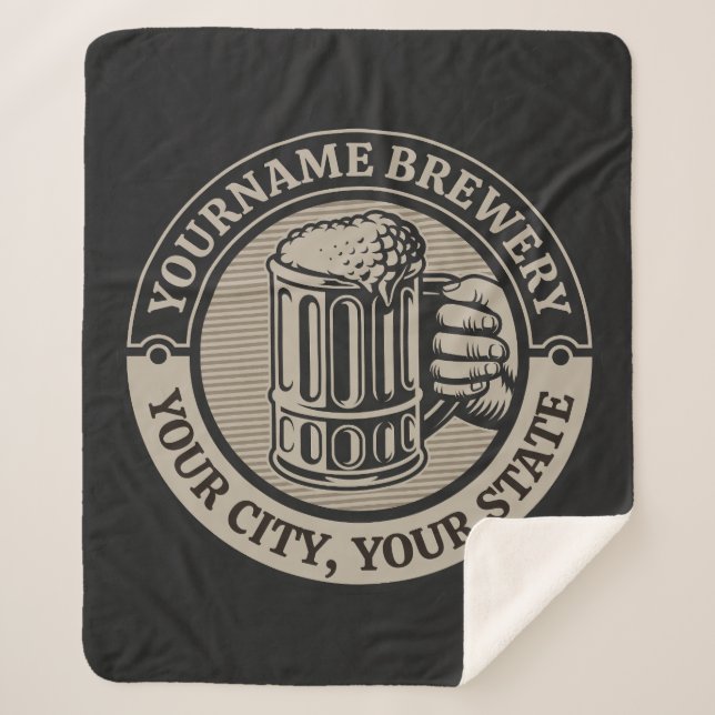 Beer Brewing Personalized NAME Brewery Big Mug  Sherpa Blanket (Front)