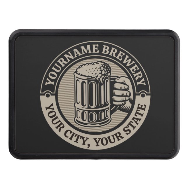 Beer Brewing Personalized NAME Brewery Big Mug Trailer Hitch Cover (Front)