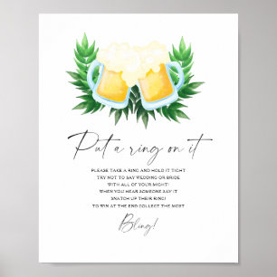 Beer Bridal shower Put a ring on it game Poster