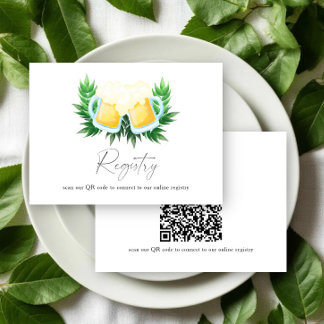 Beer bridal shower QR code for registry Enclosure Card