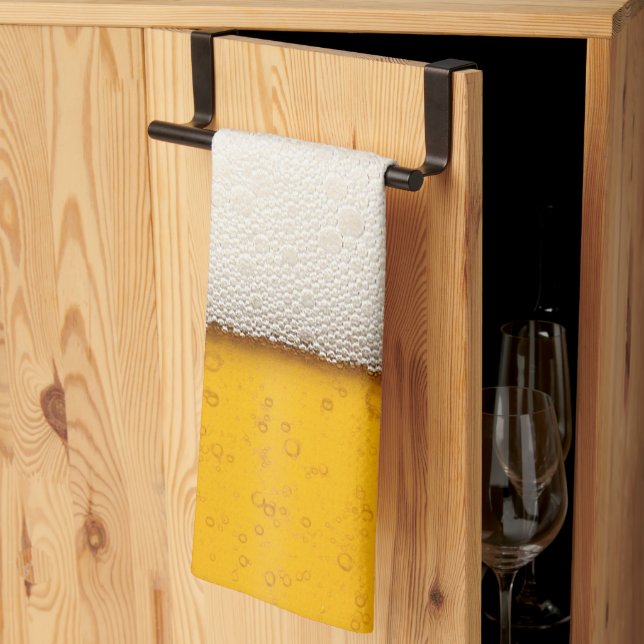 Beer Bubbles Close-Up Kitchen Towel (Thirds Fold)