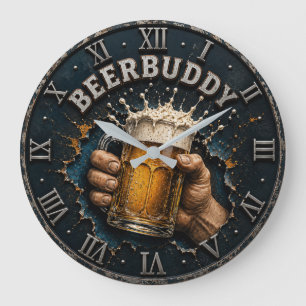 Beer Buddy Beer Lover Bar Pub Man Cave Large Clock