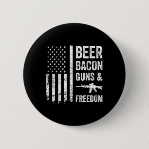 Beer Bycon Guns And Freedom - Usa Bbq American Fla 2 Inch Round Button