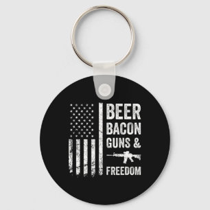 Beer Bycon Guns And Freedom - Usa Bbq American Fla Keychain