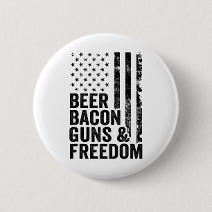Beer Bycon Guns And Freedom Usa Bbq American Flag 2 Inch Round Button