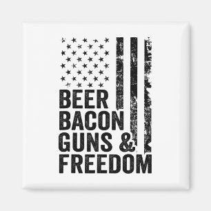Beer Bycon Guns And Freedom Usa Bbq American Flag Magnet