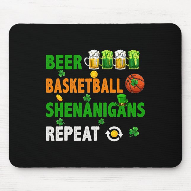 Beer Bysketbyll Shenanigans Repeat St. Patrick's D Mouse Pad (Front)
