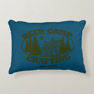 Beer Camp Crafting Est.1967 Blue Accent Pillow