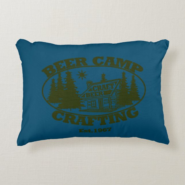 Beer Camp Crafting Est.1967 Blue Accent Pillow (Front)
