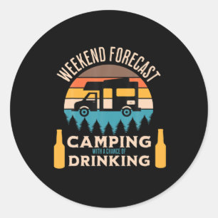 Beer Camping With Beer Birthday Classic Round Sticker