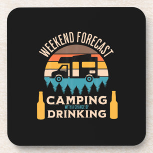Beer Camping With Beer Birthday Coaster