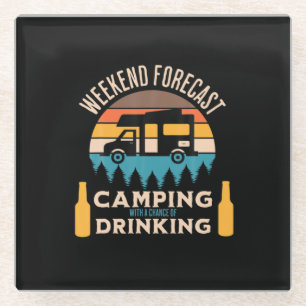 Beer Camping With Beer Birthday Glass Coaster