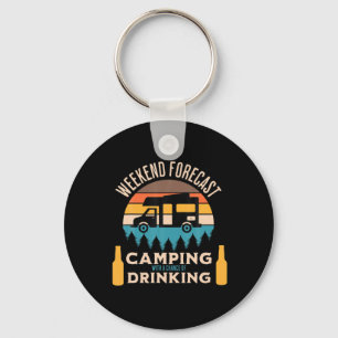 Beer Camping With Beer Birthday Keychain