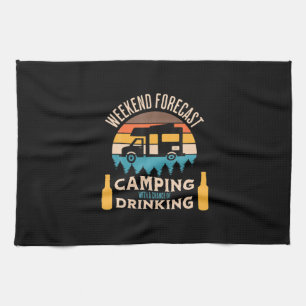 Beer Camping With Beer Birthday Kitchen Towel